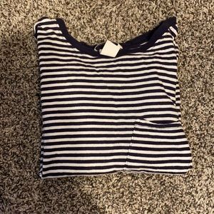 navy blue striped crop top